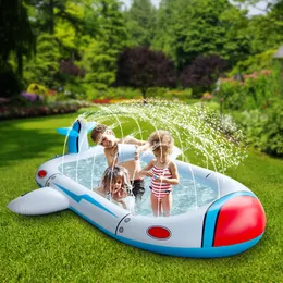 Opblaasbare uitsmijter kiddie zwembad sprinkler schattig 4 in 1 zomer plons pad kinderen zwembad zwemmen pvc opblaasboten fontein