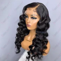 Mongol Remy Loose Deep Wave Deep Transparent Lace Front Human Wigs para Mulheres Negras Sem Glueless Hairina Naturais 360 peruca frontal