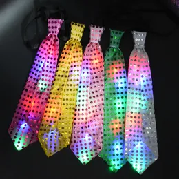 Miga Light Bow Tie Necktie Led Kobieta Męskie Cekiny Prezent Party Luminous Neck Wear Cosplay Urodziny Ślub Dekoracji