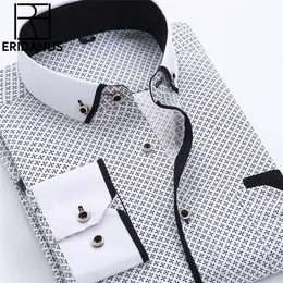 Big Size 4XL Men Dress Shirt Arrival Long Sleeve Slim Fit Button Down Collar High Quality Printed Business Shirts MCL18 220726