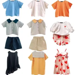 Roupas Conjuntos de roupas Camisetas infantis RJ Brand Korean Design Baby Cotton Tops Summer Toddler Girls Fashion Dress Crianças fofas brincam roupas