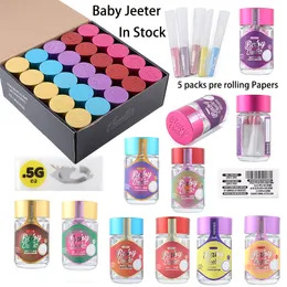 Baby Jeeter Infused Prerolls Smoking Accessories 5 packs pre rolling Papers Empty Container Glass Tank Jar Bottle Clear Round Box 5 Colors 16 Strains available