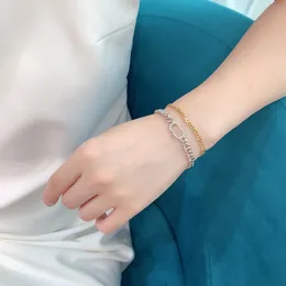 Women Fashion Bracelet Designer Jewelry New With Diamonds Star Bracelets Letters Two Color Chain Mens For Gifts Casual Party Nice D226082F