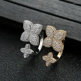Wedding Rings Luxury Square Flower Stackable For Women CZ Finger Beads Charm Ring Bohemian Beach Jewelry J1991Wedding Edwi22