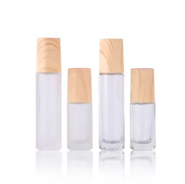 5ml 10ml Frosted Glass Roll On Bottles Refillable Empty Essential Oil Roller Bottle with Stainless Steel Roller Balls