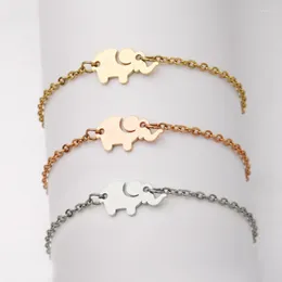 Charm Bracelets Gold/Silver Color Elephant Bangles Animal Chain Link Bracelet Female Stainless Steel For Women Accessories Lars22