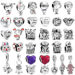 Nya populära 925 Sterling Silver Boys and Girls Beads Charms för Pandora -armband halsband damer flickvän fru smycken försök tillbehör