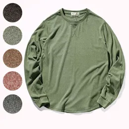 1982# Autumn Nowy stały kolor Kolor długotropijowy koszulka dolna do męskiej bawełnianej starych wygodnych blatów O-Neck T220808