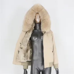 Bluenessfair 방수 폭격기 파카 겨울 재킷 여성 진짜 모피 코트 천연 너구리 털 고리 후드 따뜻한 201126