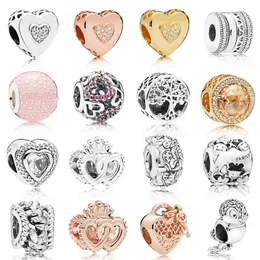 NEW 100% 925 Sterling Silver 1:1 Rose Gold Heart Shaped Tree Owl Charm Fit DIY Original Bracelet Jewelry The Factory Wholesale AA220315