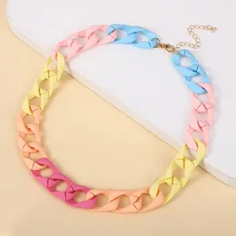 Chokers Bohemian Colorful Acrylic Resin Chain Necklace For Women Big Collar Choker Pendant Necklaces 2022 Fashion JewelryChokers