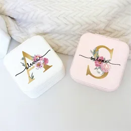 Personalised Box Travel Jewellery Boxes with Name Perfect Wedding Bridesmaid friends Gift Proposal Case for Her 220706