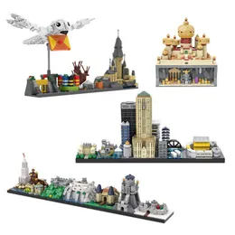 MOC Magic Space Wars Jurassic Skyline Building Blocks Kit Tillbaka till framtiden Arkitektur Slott Byggnadsbyggnad Tegelleksak för barn AA220317