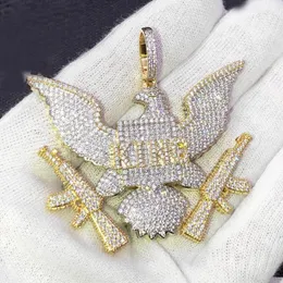 Хип-хоп Новый дизайн Iced Out Micro Paved CZ Bling King Eagle Подвеска Цепочки и ожерелья для мужчин Мальчик Панки Стили Ювелирные изделия оптом