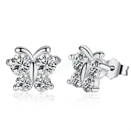 orecchini a bottone in argento farfalla sogno super flash orecchini in zircone all'ingrosso fabbrica Orecchini con diamanti a farfalla