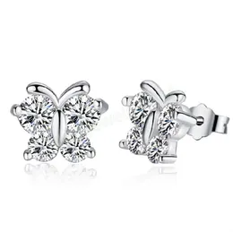 butterfly silver stud earrings dream super flash zircon earrings factory wholesale Butterfly diamond earring