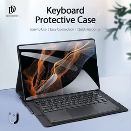 Dux Ducis tr￥dl￶st tangentbord med l￤der -surfplatta PC -fodral f￶r Samsung Tab S8 Ultra X900 x906 S8PLUS S7FE S7 Plus S6 Lite A8 2021 A7 10.4 T500 T505 Skyddsskydd