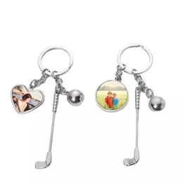 Blank Sublimation Keychain Blanks Golf Custom Heart Keychain Diy com Keyring de aço inoxidável para decoração para decoração