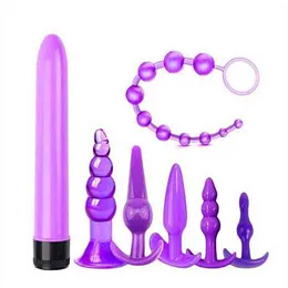 erotica anal Toys2022 New 7PCS/セットアナルプラグの組み合わせバイブレータービーズバットクリトール刺激装置の女性製品220507