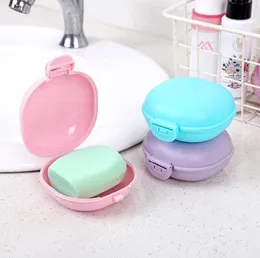 Plastic Travel Soap Box with Lid Portable Bathroom Macaroon Soaps Dish Boxes Holder Case 5 Colors SN4564