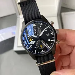 2022 New Pilot Automatic Mechanical Men's Watch 43 مم أبيض أسود سباق سباق العتيق