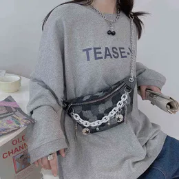 Koreanska bältespåsar ins trendiga exotiska mångsidiga fashionabla personlig tiggare tyg tjej student messenger canvas väska 220712