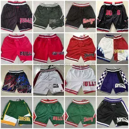 JUST&DON Basketball Shorts Movie Zipper Pockets All Team Retro Sweatpants Hip Pop Fashion Pant Stitched Top Quality Short Yellow White Black