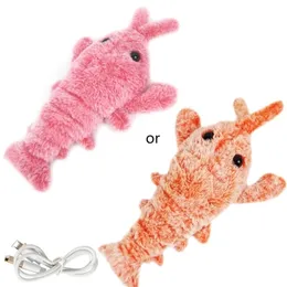 Electric Moving Cat Kickers Lobster Toy Realistic Wiggle Shrimp Plush Interactive Toys for Cats and Dogs Washable Cover 220510