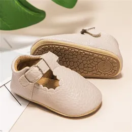 Kidsun Born Baby Shoes Stripe Pu Leather Boy Girl Shoes Toddler Rubber Sole Antislip First Walkers Infant 220622