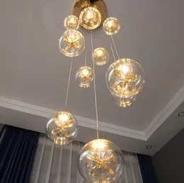 Modern Spiral Chandeliers Lamps Living Room Villa Loft Gold/Silver Dining Room Kitchen Chandelier Crystal flower Stair Ceiling Light