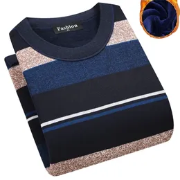 Maglione Uomo Inverno Pile sottile Oneck Termico Abbigliamento uomo Maglia Striple Slim Fit Pullover Pull Homme 220817