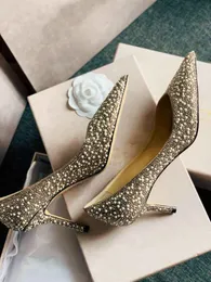 Top Luxury Baily Sandals Bridal Dress Shoes Pearls & Strass Leather Pumps Women Pearl Strap High Heels Pointed Toe Party Wedding Sandalias