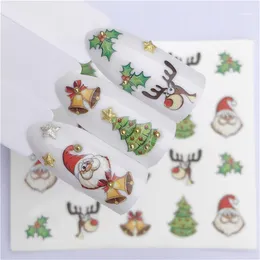 Juldekorationer nagelkonst klistermärke år skjutreglage tatuering vatten dekal jultomten claus snögubbe full wraps designs dekaler1