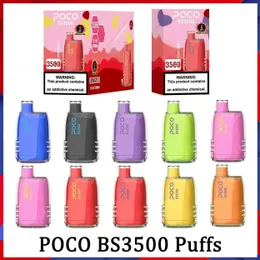 100% Authentic Poco BS3500 Disposable E Cigarettes Vapes Mesh Coil 3500 Puffs 1500mah Battery With 10.5ml Vape Pen Pod Floom Rome Infinity
