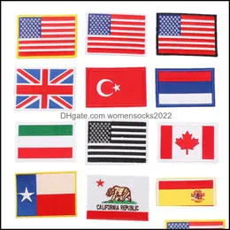 Pojęcia szycia narzędzia odzież 3,5x2,5 cala Duża amerykańska flaga amerykańskiej flagi haftowane plastry żelazne lub szyte worki ubraniowe