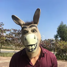 Funny Adult Creepy Funny Donkey Horse Head Mask Latex Halloween Animal Cosplay Zoo Props Party Festival Costume Ball Mask 220812