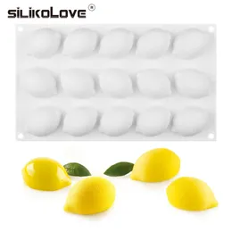 SILIKOLOVE Mini-Silikon-Mousse-Kuchenform mit 15 Mulden, halbe Zitrone, Backgeschirr zum Dekorieren, 220601