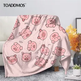 TOADDMOS Cute Pig Pink Fleece Warm Bedroom Throw on Bed Sofa Bedding Travel Sherpa Blanket for Adult Kids Quilt 220811