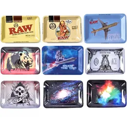 40Styles Raw Cartoon Cartoon Tobacco Rolling Tray Metal Metal Curting Curting Trays 180x125x15 мм сигаретная латунная пластина трава трава ручной рулон рулон рулон рулон инструменты для рулона инструменты для дымового аксессуара