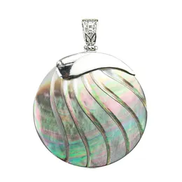 Pendant Necklaces Exquisite Natural Black Lip Shell Necklace Tahiti Round Mother Of Pearl Cameo Curve MOP Charms Woman Jewelry AccessoryPend