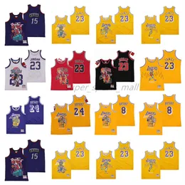 Camisolas de basquete do filme Skull Offset Retro Edition # 8 # 15 Carter # 23 James # 24 Jersey Amarelo Azul Preto Masculino