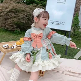 Flickans klänningar Autumn Dress for Girls Baby Birthday Princess Party Vestido Infantil Lolita Kawaii Wedding Girl Patchwork Children