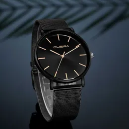 Quartz Watch Round Glass Surface Renning Rostfritt Stål Mesh Rem För Män Casual Bracele Armbandsur Drop Ship