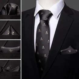 Fashion Designer Brown Skull Men Tie 8,5 cm Fazzoletto di seta per cravatta da sposo da sposa