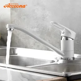 Accoona Spray Paint Kitchen Faucet Long Pipe 360​​度の浄水キッチン機能シングルハンドルA4130 T200424