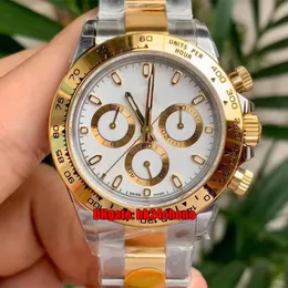 N Factory V4 Relógios 116503 40mm 904L CAL.4130 Cronógrafo Automático Mens Relógio Branco Dial 18k Ouro Dois Tons Pulseira Gents Relógios de Pulso