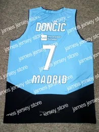 Nowa niestandardowa Luka Doncic #7 Hiszpania koszulka koszykówki Euroleague Top Print Jerseys Dowolne nazwy rozmiar 2xS-3xl Blue