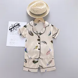 Pigiama per bambini Set Summer Baby Suit Abbigliamento per bambini Toddler Boys Girls Lce Raso di seta Cartoon Stampa Top Pantaloni 2pc Home Wear