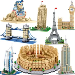 건축 에펠 탑 런던 쌍 쌍 루브르 마이크로 모델 빌딩 블록 선물을위한 어린이를위한 건축 장난감 장난감 220715