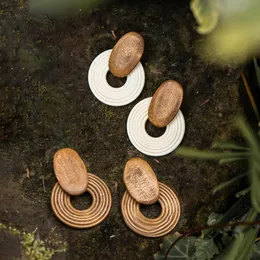 Dangle & Chandelier Handmade Hollow Round Wooden Drop Earrings For Women Ethnic Brown Color Geometric Pendientes Unique Jewelry 2022Dangle